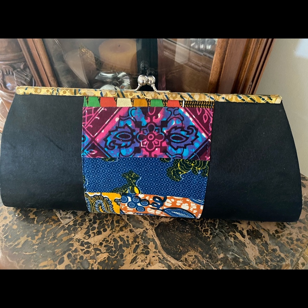 Multi Fabric print clutch